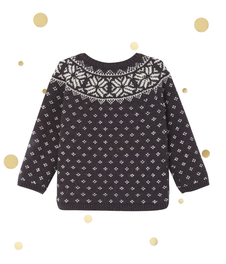 Baby boy's wool blend jacquard cardigan grey/multicolor