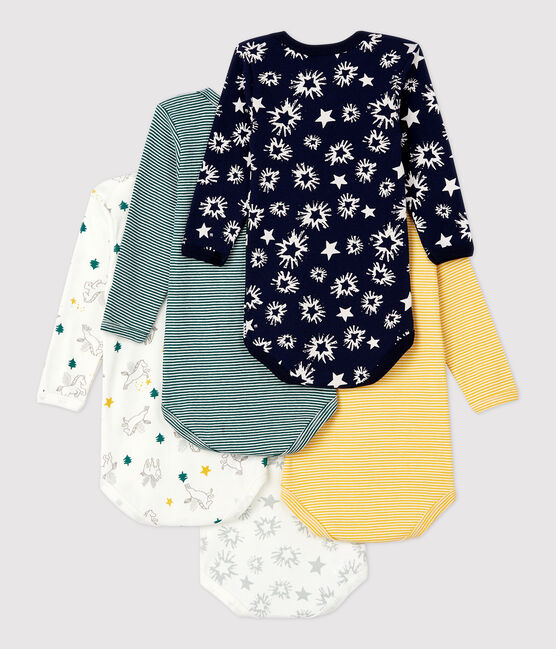Babies' Starry Long-Sleeved Cotton Bodysuits - 5-Pack variante 1