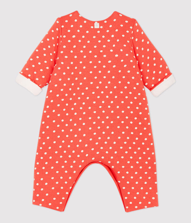 Babies' Spotted Organic Cotton Jumpsuit orange/white