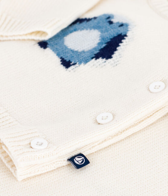 Babies' two-piece knitted outfit with a penguin print MARSHMALLOW white/MULTICO white