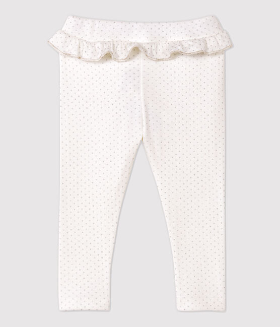 Babies' Cotton Leggings MARSHMALLOW white/ARGENT grey