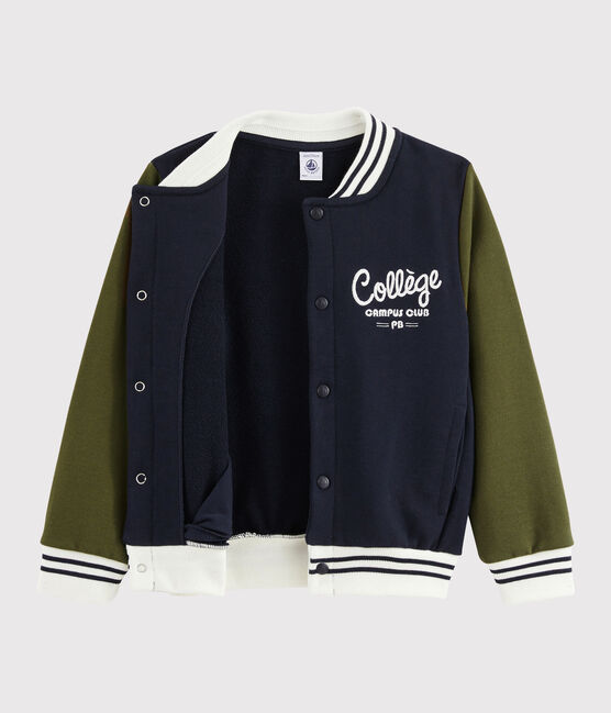 Boys' Baseball Jacket SMOKING blue/MILITARY green