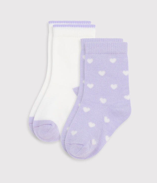 Babies' heart-print cotton socks - 2-Pack multicolor