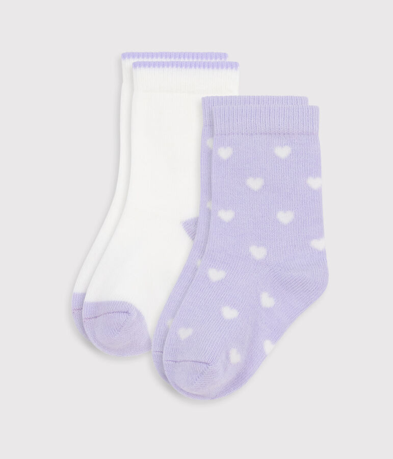 Babies' heart-print cotton socks - 2-Pack multicolor