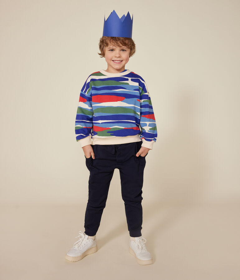 Boys' fleece sweatshirt Ecru/red