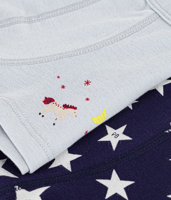 Pack of children's star print cotton boxers with covered waistbands variante 1