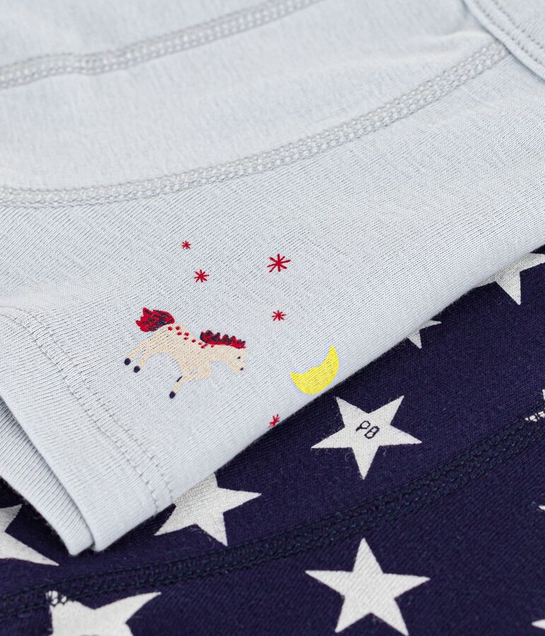 Pack of children's star print cotton boxers with covered waistbands multicolor