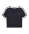 women's short sleeved tee-shirtin shiny linen SMOKING blue