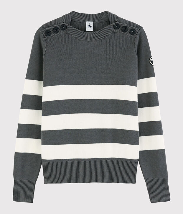 Women's Navy Cotton Pullover grey/white