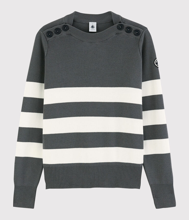 Women's Navy Cotton Pullover grey/white