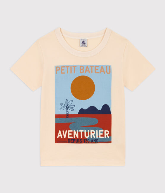 Boys' Short-Sleeved Cotton T-Shirt AVALANCHE Ecru