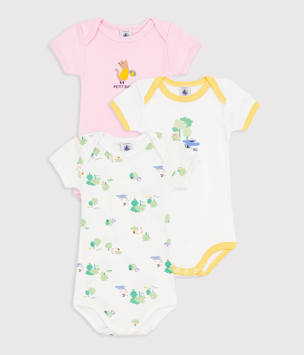 Lot de 3 bodies manches courtes en coton multicolor