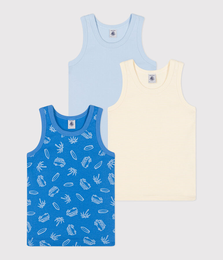 Children's van print cotton tank tops - 3-pack multicolor