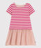 Little Girls' Short-Sleeved Thick Jersey and Cotton Gauze Dress SALINE /DELHI