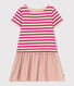 Little Girls' Short-Sleeved Thick Jersey and Cotton Gauze Dress