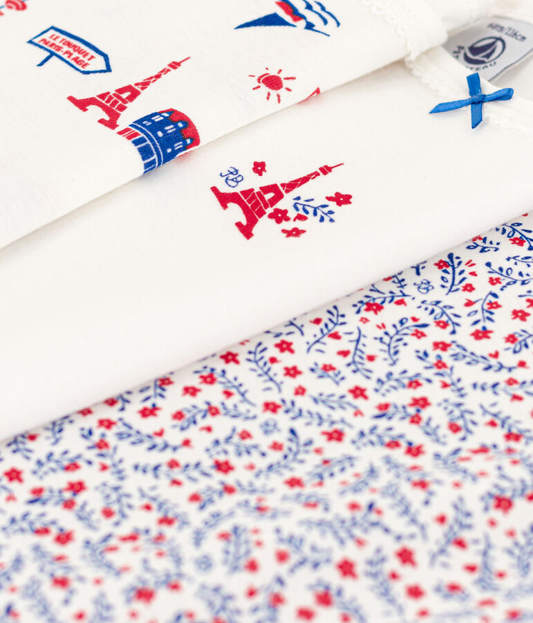 Girls' Paris Themed Cotton Vests - 3-Pack multicolor