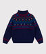 Children's high-necked jumper in patterned wool and cotton