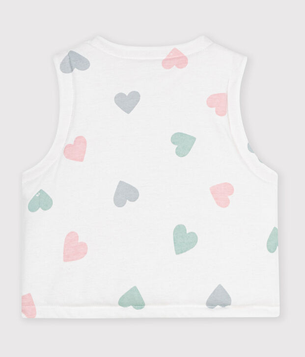 Babies' sleeveless reversible printed cotton cardigan white/multicolor
