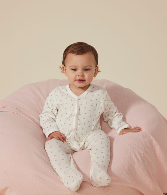 Babies' Starry Cotton Pyjamas MARSHMALLOW white/HERBIER