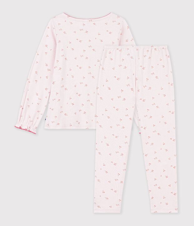 Children's cotton pyjamas with floral ruffles pink/multicolor