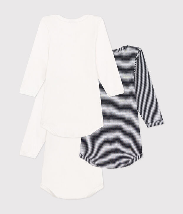 Babies' long sleeved cotton bodysuits - 3-pack multicolor