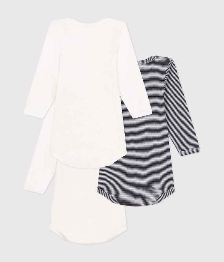 Babies' long sleeved cotton bodysuits - 3-pack multicolor