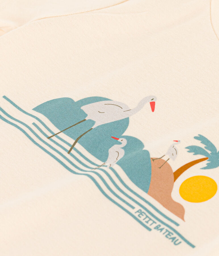 Girls' Printed Cotton T-Shirt Ecru/multicolor