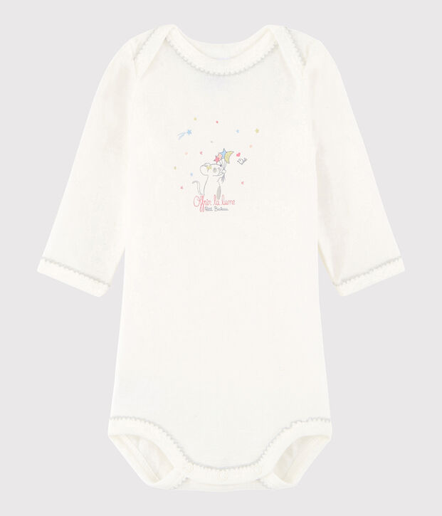 Baby Girls' Long-Sleeved Bodysuit Lait white