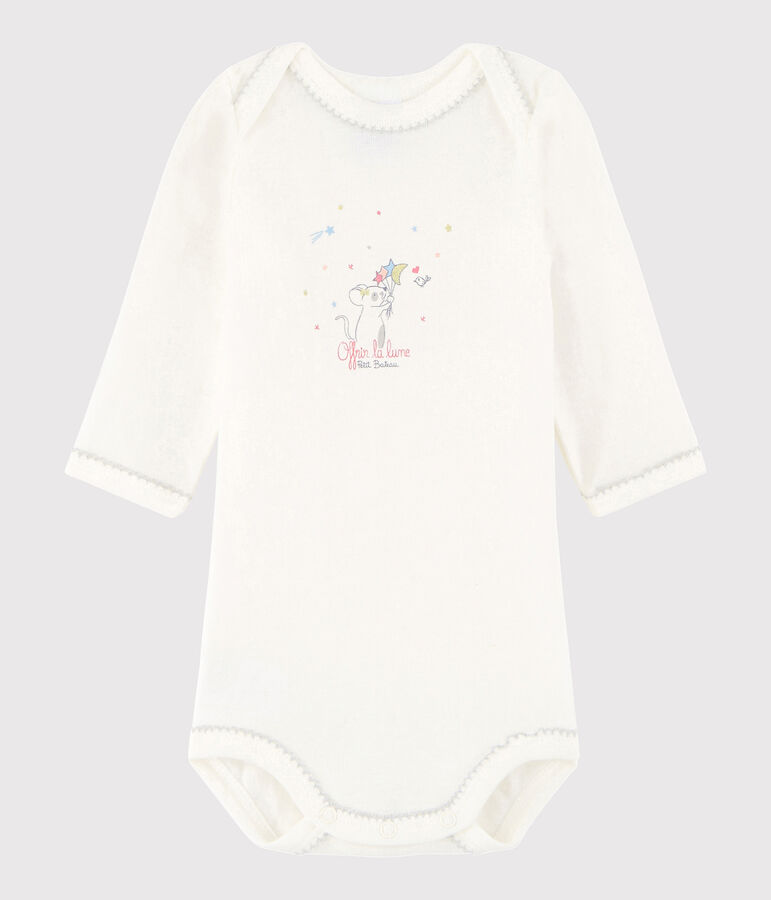 Baby Girls' Long-Sleeved Bodysuit Lait white