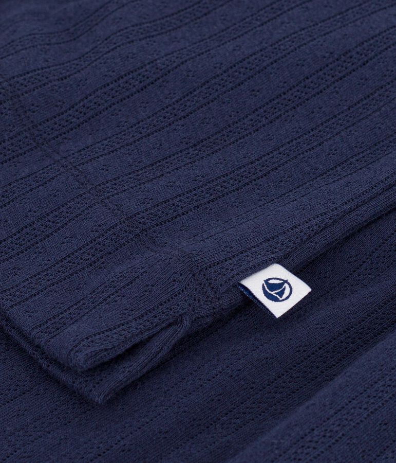 Women's short-sleeved openwork cotton pyjamas blue