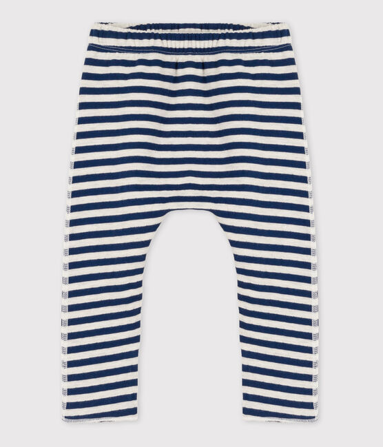 Babies' Stripy Tube Knit Trousers MEDIEVAL blue/MONTELIMAR