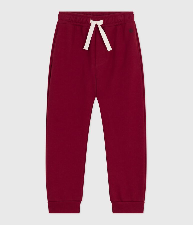 Children's plain cotton jogging bottoms AMARANTE red