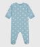 Babies' brushed fleece heart print pyjama suit green/white