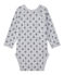 Newborn baby boys' long-sleeved printed bodysuit POUSSIERE grey/MEDIEVAL blue