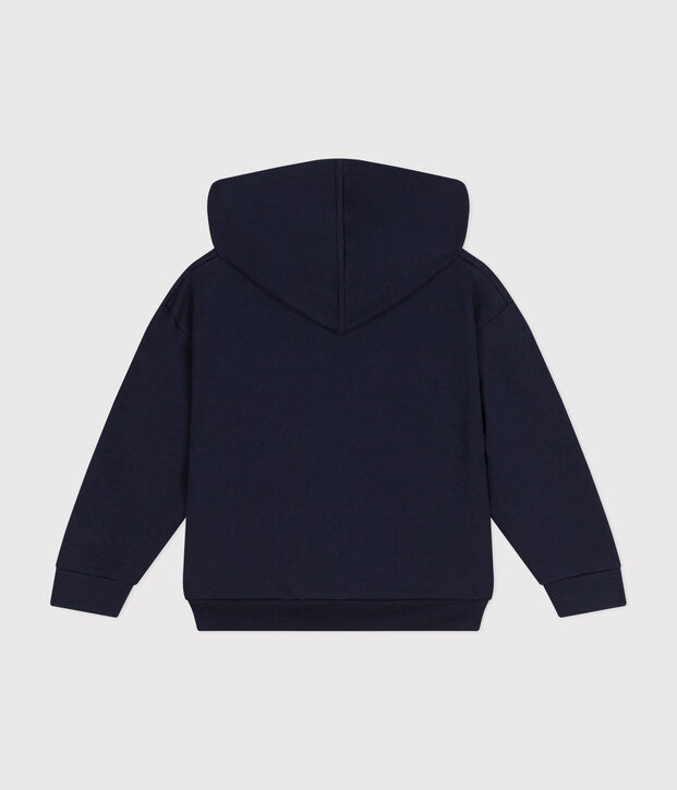 Girls' hooded zip-up fleece sweatshirt blue