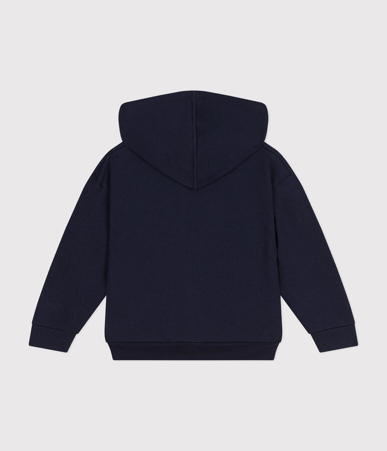 Girls' hooded zip-up fleece sweatshirt blue