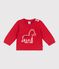 Babies' jumper in a wool and cotton knit with a horse design TERKUIT red/AVALANCHE