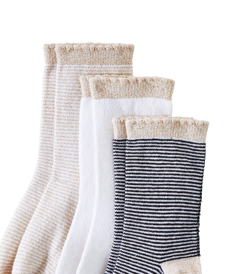 Set of 3 pairs of girl's socks white