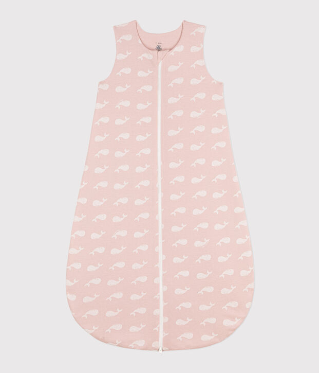 Pink whale 2 TOG cotton sleeping bag pink/white