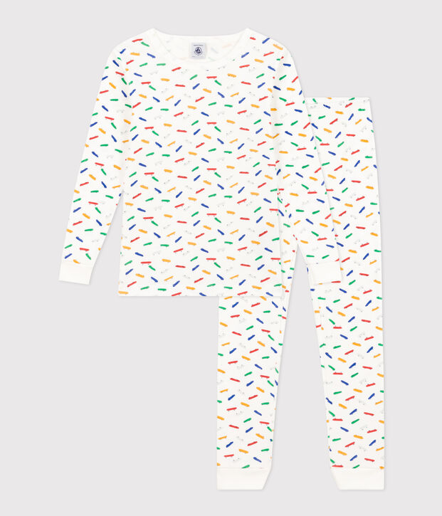 Children's Skateboard Print Fitted Cotton Pyjamas white/multicolor