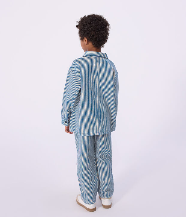 Children's stripy cotton jacket blue/white