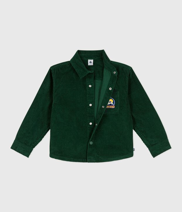 Children's plain corduroy shirt green