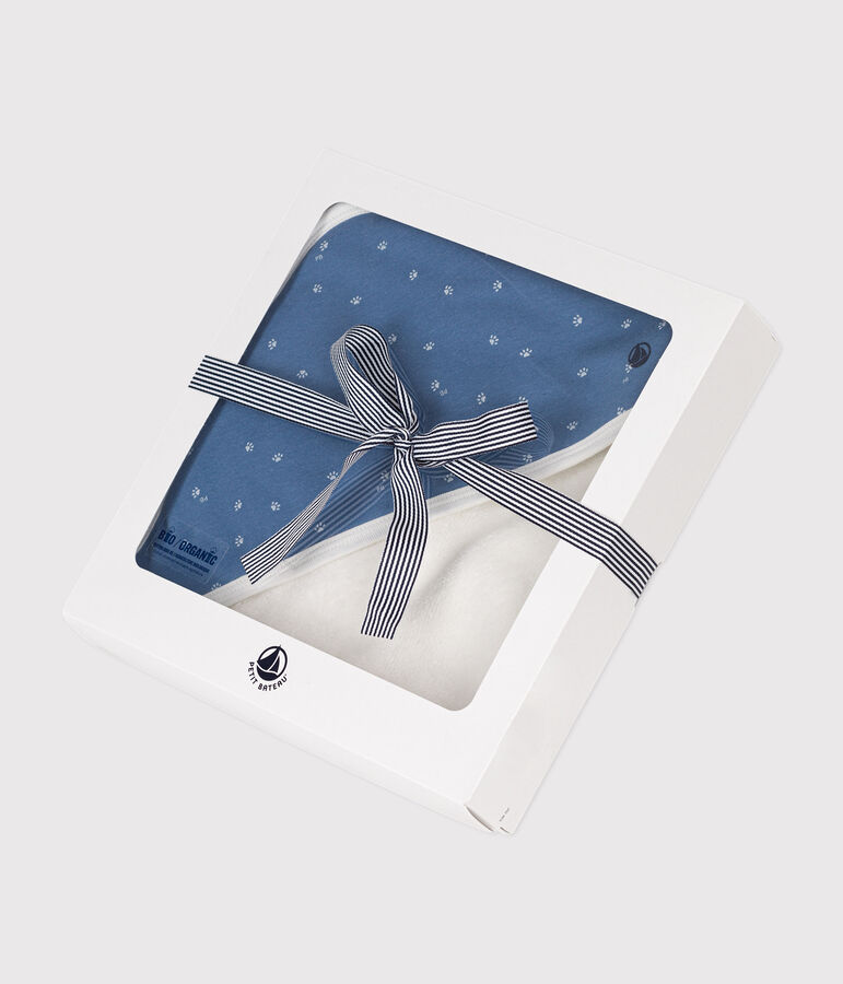 Cotton bath square blue/white