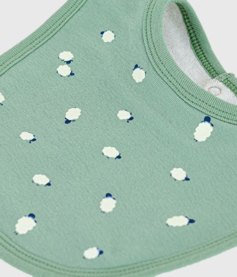 Newborn babies' printed cotton bib green/multicolor