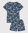 Girls' Floral Cotton Short Pyjamas INCOGNITO /MARSHMALLOW