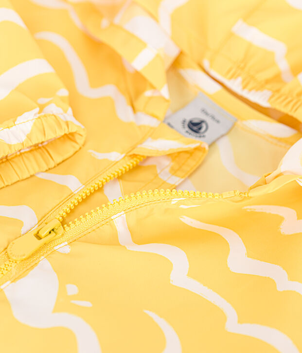 Babies' shark print UV protection polyester windbreaker yellow/white