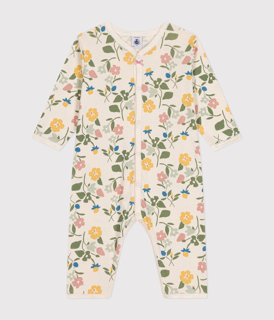 Babies' Footless Floral Print Cotton Pyjamas AVALANCHE white/MULTICO