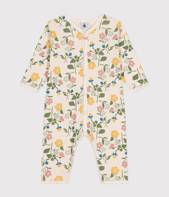 Babies' Footless Floral Print Cotton Pyjamas AVALANCHE white/MULTICO