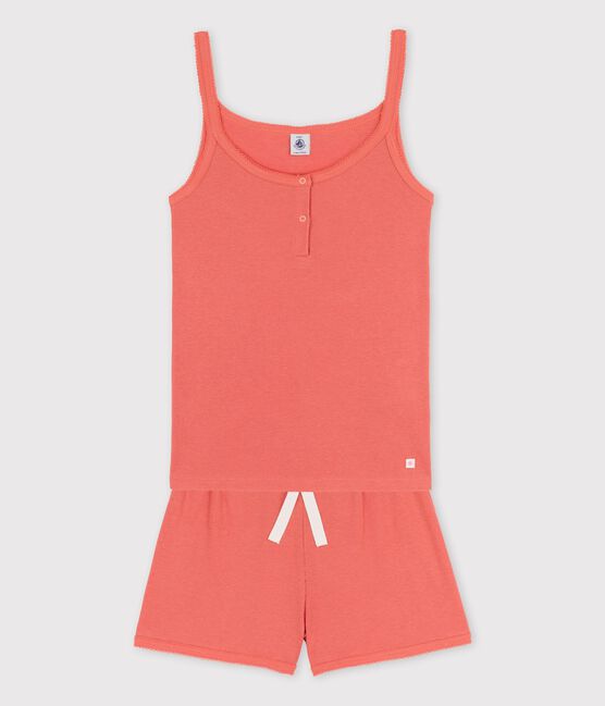 Girls' Plain Papaya Cotton and Lyocell Short Pyjamas PAPAYE pink