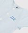 Babies' short-sleeved stripy cotton rompers white/blue